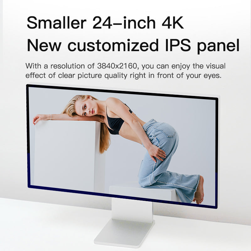 Kuycon P24U 24" 4K Office Monitor, 60Hz, 185 PPI, 99% sRGB, Space-Saving Design
