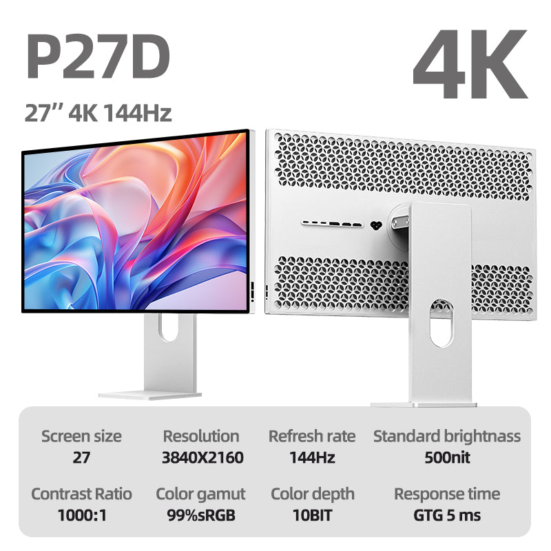 Kuycon P27D 27" 4K Gaming Monitor, 144Hz, 1ms GTG, 99% sRGB, 100W USB-C