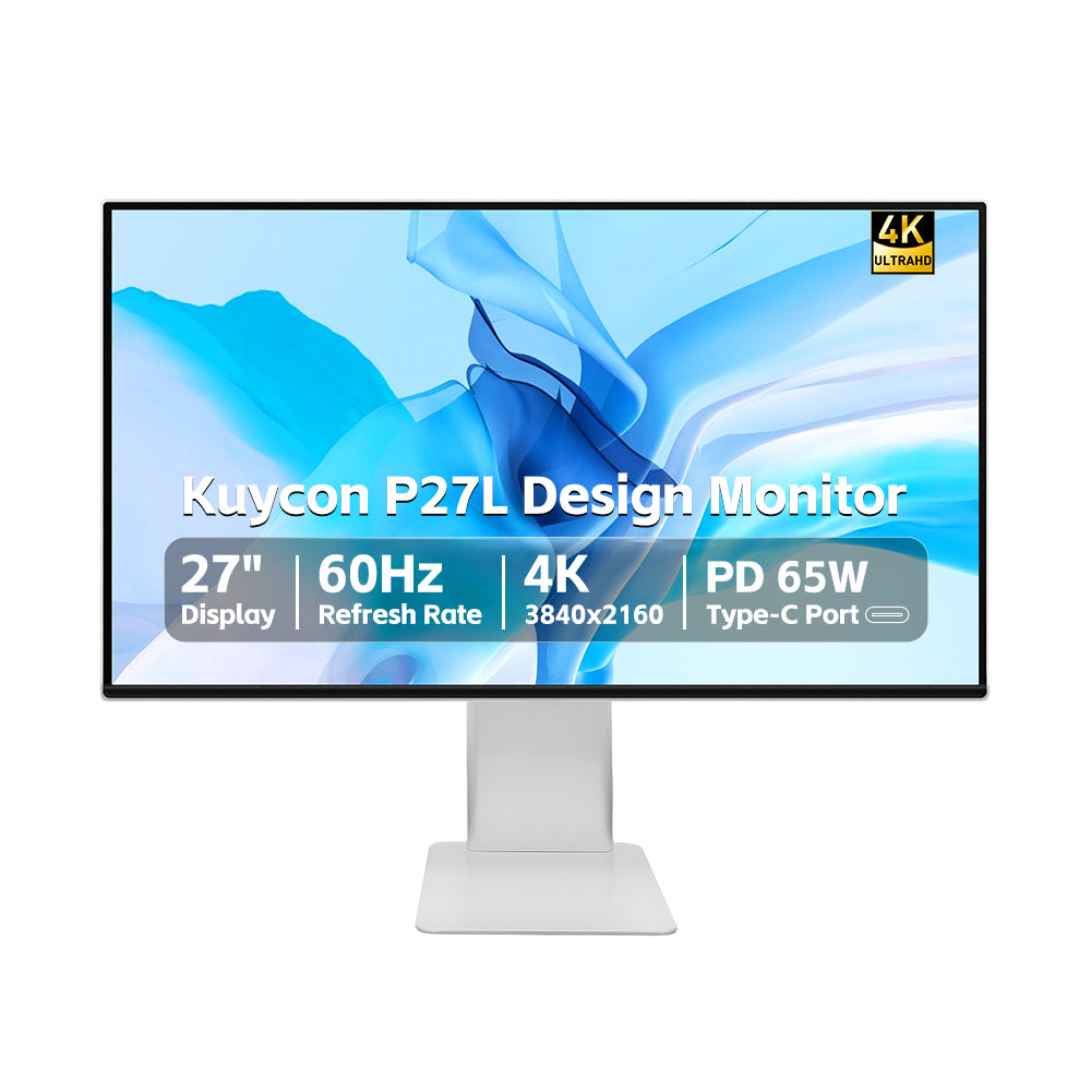 Kuycon P27L 27" 4K Office Monitor, 60Hz, Matte Anti-Glare, 99% sRGB, 65W USB-C