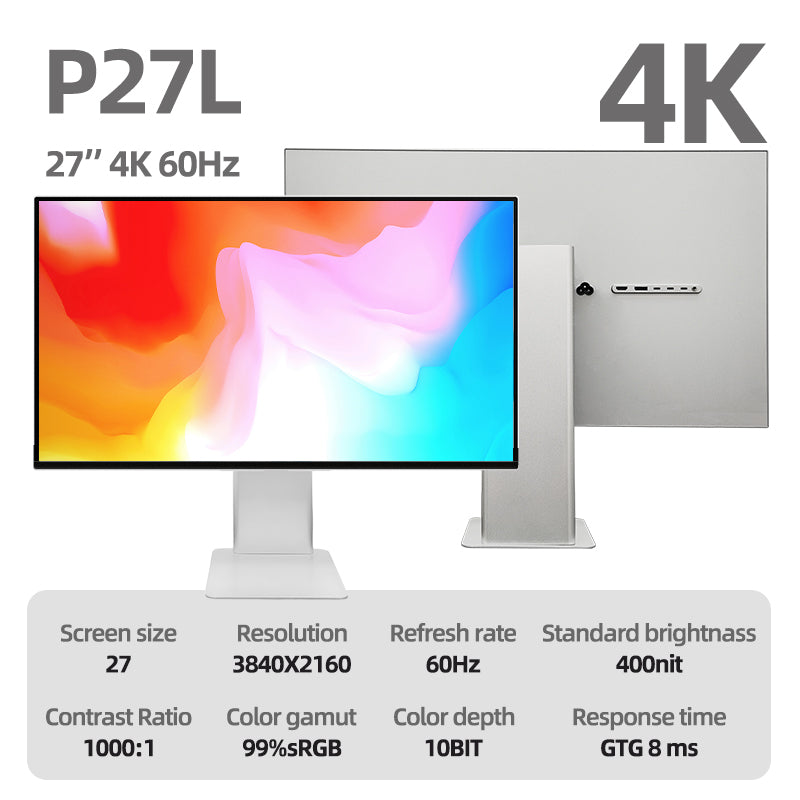 Kuycon P27L 27" 4K Office Monitor, 60Hz, Matte Anti-Glare, 99% sRGB, 65W USB-C
