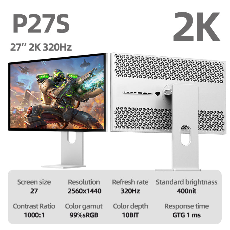 Kuycon P27S 27" 2K Gaming Monitor, 320Hz, 1ms GTG, HDR 400, G-SYNC Compatible