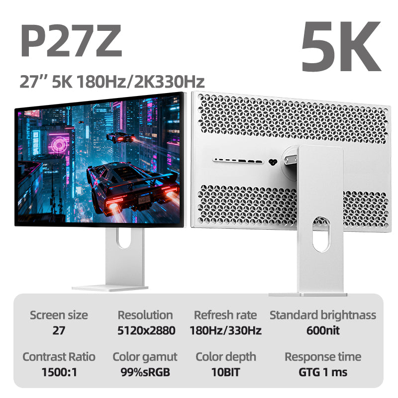 Kuycon P27Z 27" Dual-Mode Monitor, 5K 180Hz / 2K 330Hz Switchable, 1ms, HDR 600