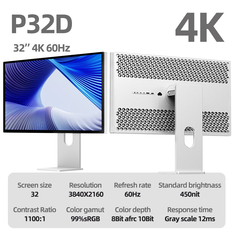 Kuycon P32D 32" 4K Office Monitor, 60Hz, 99% sRGB, HDR10, Studio Display Alternative