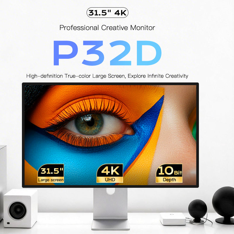 Kuycon P32D 32" 4K Office Monitor, 60Hz, 99% sRGB, HDR10, Studio Display Alternative