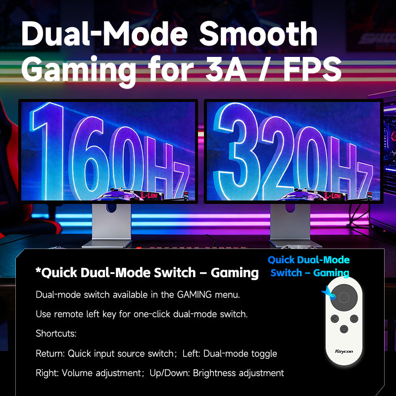 Kuycon P32T 32" Dual-Mode Monitor, 4K 160Hz / FHD 320Hz, 1ms, HDR 600, DSC