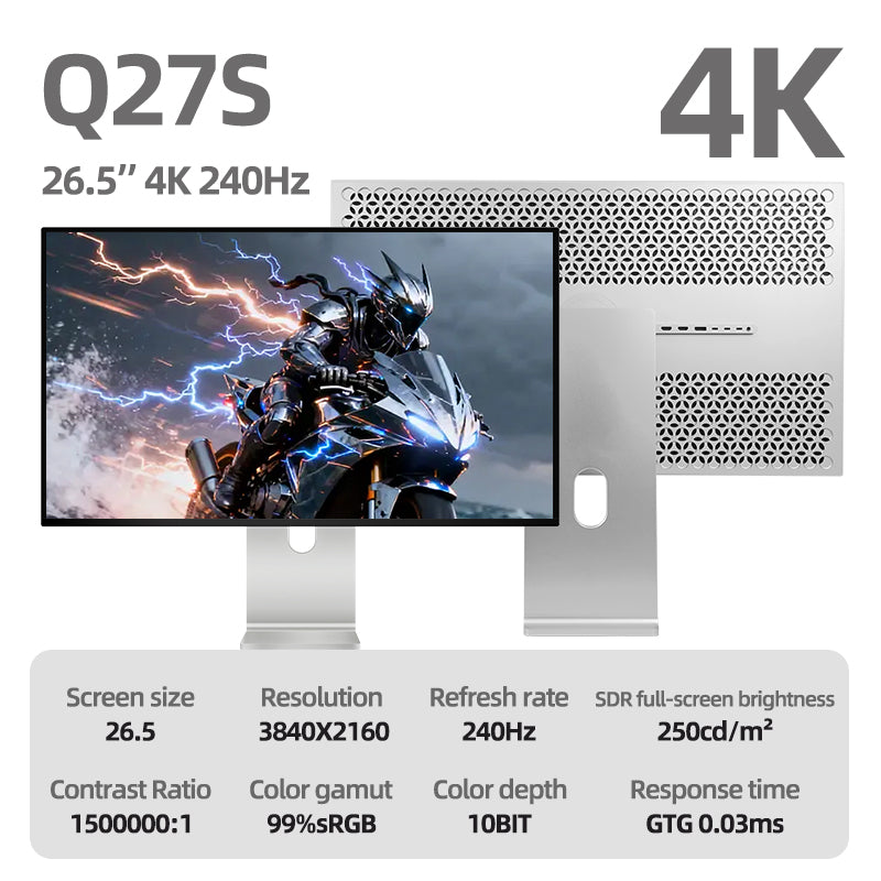 Kuycon Q27S 27" QD-OLED 4K Gaming Monitor, 240Hz, 0.03ms GTG, HDR True Black 400