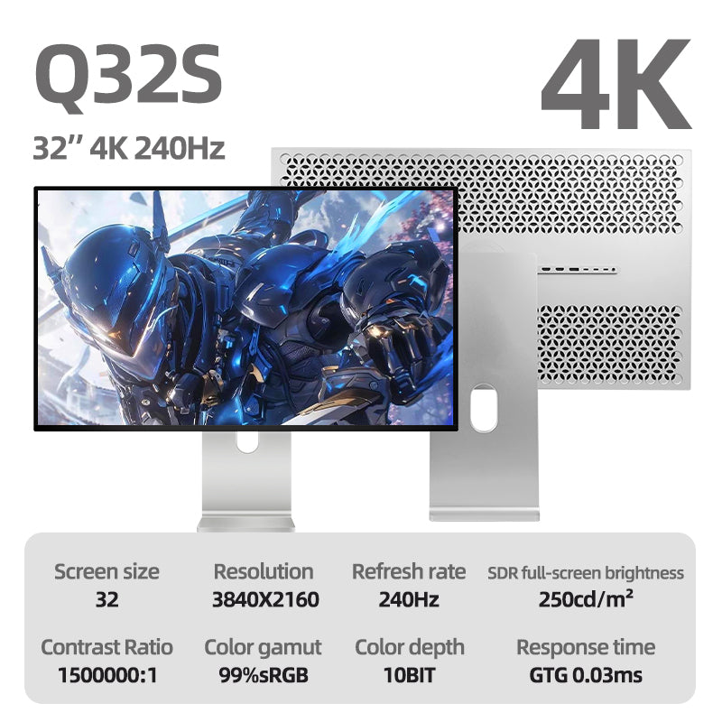 Kuycon Q32S 32" OLED 4K Gaming Monitor, 240Hz, 0.03ms GTG, HDR True Black 400, DP2.1