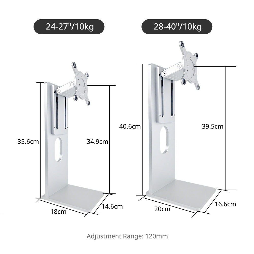 Support ergonomique universel en aluminium avec fixation VESA 100x100mm, inclinaison, réglage en hauteur et pivot